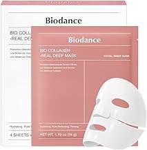 BIODANCE Bio-Collagen Real Deep Mask, Hydrating Overnight Hydrogel Mask, Pore Minimizing, Elasticity, Plumping Improvement, Korean Skincare, Stocking Stuffers for Teen Girls | 1.19oz(34g) x 4ea